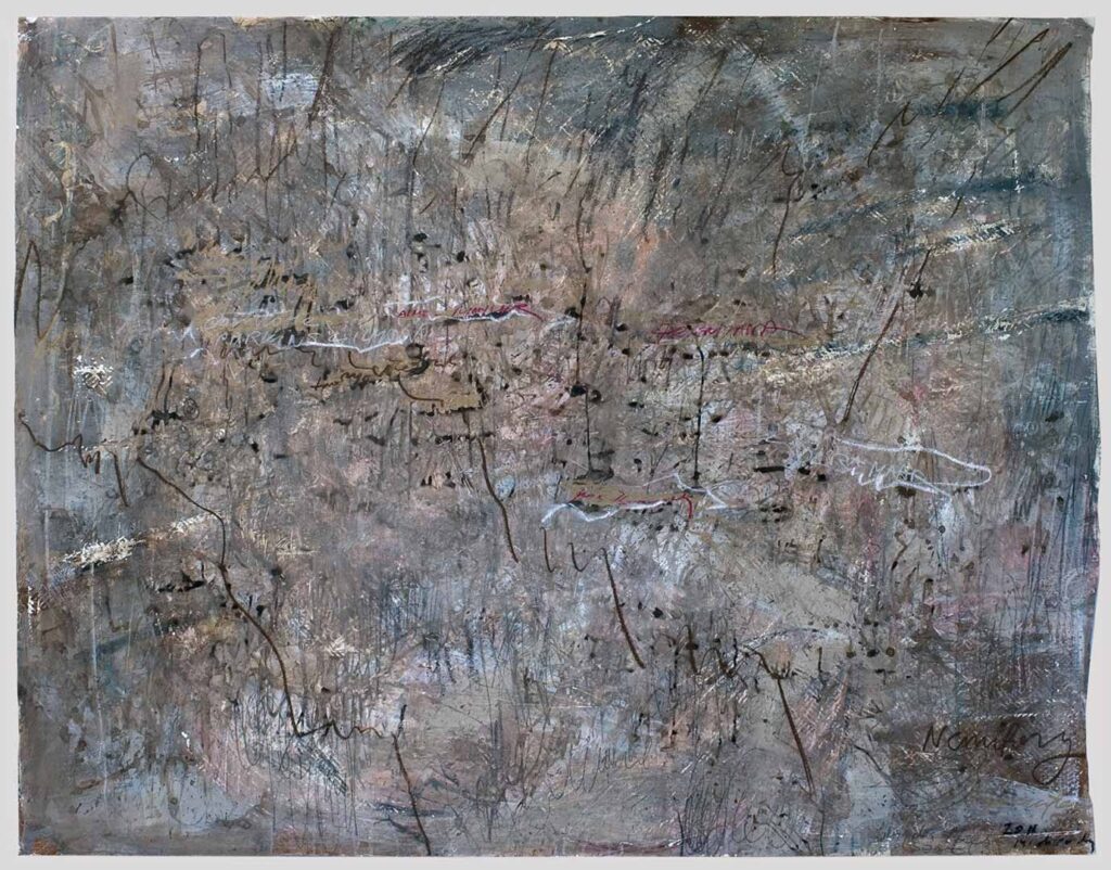 Nimfy, akryl, papier, metal, 200x157cm, 2011 r.